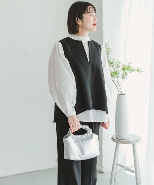 ITEMS URBANRESEARCH(アイテムズ アーバンリサーチ)の「フレアトップス×イージーパンツセット(パンツドレス・レディース・ライトベージュ/ブラック・FREE)」の10枚目の写真