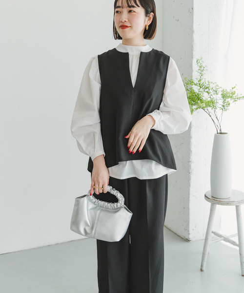 ITEMS URBANRESEARCH(アイテムズ アーバンリサーチ)の「フレアトップス×イージーパンツセット(パンツドレス・レディース・ライトベージュ/ブラック・FREE)」の12枚目の写真