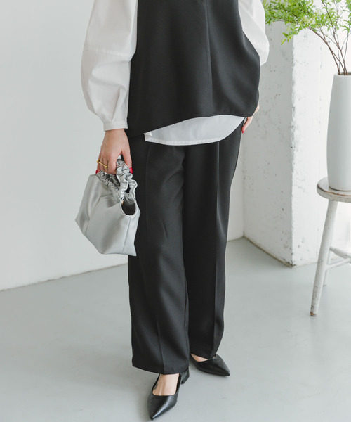 ITEMS URBANRESEARCH(アイテムズ アーバンリサーチ)の「フレアトップス×イージーパンツセット(パンツドレス・レディース・ライトベージュ/ブラック・FREE)」の14枚目の写真