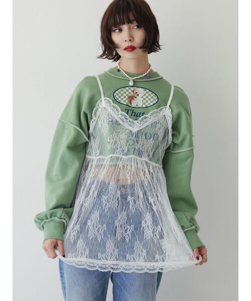 jouetie(ジュエティ)の「レースキャミチュニック(キャミソール・レディース・ブラック/オフホワイト・MEDIUM)」の19枚目の写真