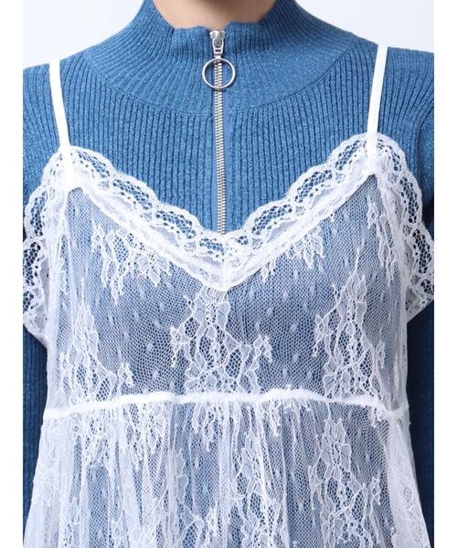 jouetie(ジュエティ)の「レースキャミチュニック(キャミソール・レディース・ブラック/オフホワイト・MEDIUM)」の9枚目の写真