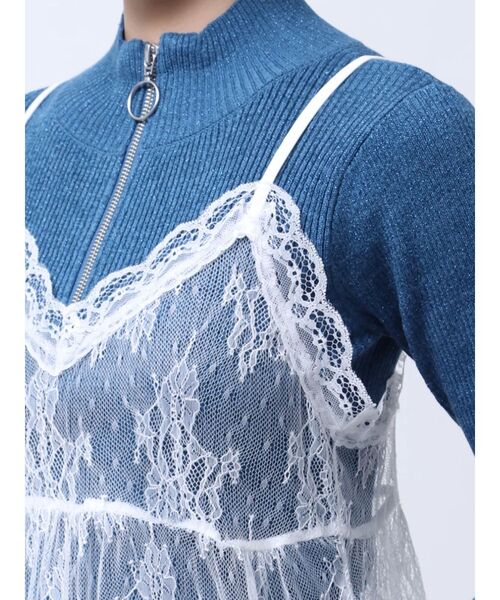 jouetie(ジュエティ)の「レースキャミチュニック(キャミソール・レディース・ブラック/オフホワイト・MEDIUM)」の10枚目の写真