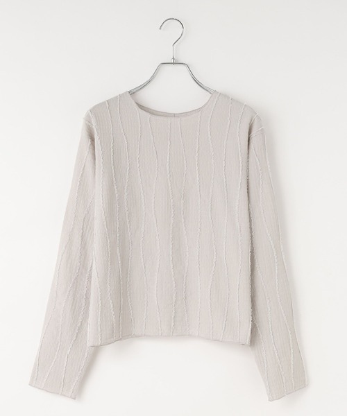 LOWRYS FARM（ローリーズファーム）の「ジャガードフリンジＬＳ　102891（Tシャツ/カットソー・レディース・ベージュ/アイボリー/ブラック/グリーン/グリーン系その他/ブラウン/グレー/ブラック系その他/グレー系その他/ホワイト系その他6・FREE）」の5枚目の写真