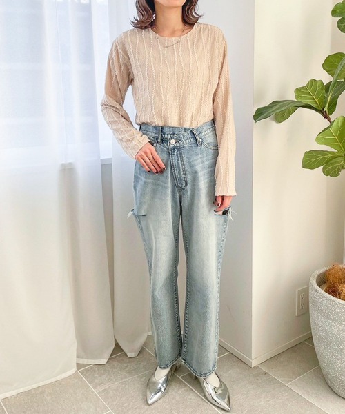 LOWRYS FARM(ローリーズファーム)の「ジャガードフリンジLS 102891(Tシャツ/カットソー・レディース・ベージュ/アイボリー/ブラック/グリーン/グリーン系その他/ブラウン/グレー・FREE)」の16枚目の写真