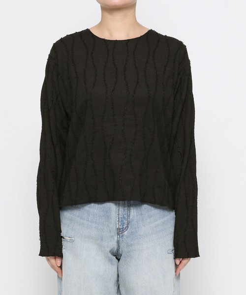 LOWRYS FARM(ローリーズファーム)の「ジャガードフリンジLS 102891(Tシャツ/カットソー・レディース・ベージュ/アイボリー/ブラック/グリーン/グリーン系その他/ブラウン/グレー・FREE)」の12枚目の写真