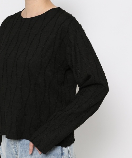 LOWRYS FARM(ローリーズファーム)の「ジャガードフリンジLS 102891(Tシャツ/カットソー・レディース・ベージュ/アイボリー/ブラック/グリーン/グリーン系その他/ブラウン/グレー・FREE)」の9枚目の写真