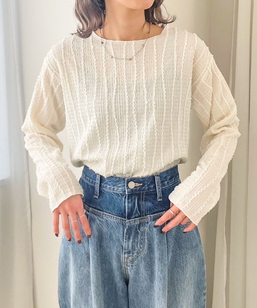 LOWRYS FARM(ローリーズファーム)の「ジャガードフリンジLS 102891(Tシャツ/カットソー・レディース・ベージュ/アイボリー/ブラック/グリーン/グリーン系その他/ブラウン/グレー・FREE)」の18枚目の写真