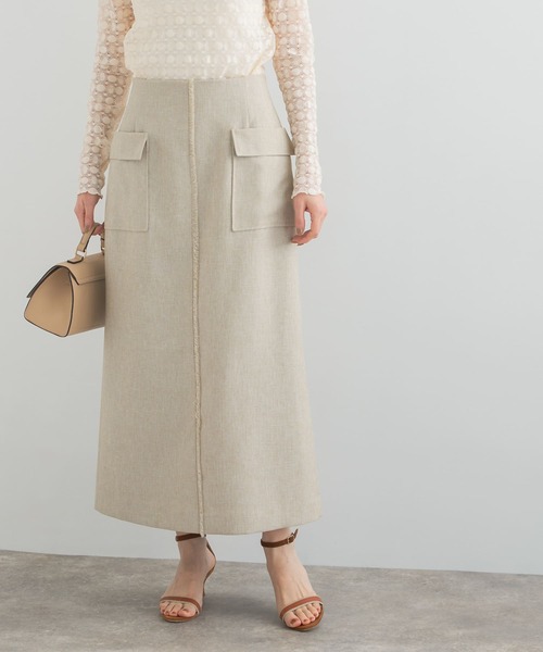 URBAN RESEARCH ROSSO WOMEN(アーバンリサーチ ロッソ)の「リネンライクポケットストレートスカート(スカート・レディース・グリーン系その他/ベージュ/ブラック・36/38)」の1枚目の写真