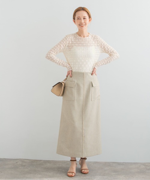 URBAN RESEARCH ROSSO WOMEN(アーバンリサーチ ロッソ)の「リネンライクポケットストレートスカート(スカート・レディース・グリーン系その他/ベージュ/ブラック・36/38)」の9枚目の写真