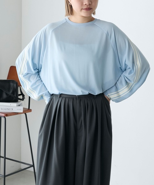 forksy.（フォルクシー）の「【forksy.】シアーラインルーズロンT（Tシャツ/カットソー・レディース・ライトブルー/ブラック/アイボリー・FREE）」の12枚目の写真