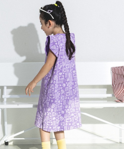 ヴェロフォンナ プリントロゴカットソーワンピース フリル メッシュ Re.Verofonna ヴェロフォンナ ウェーブ フリル カットソー