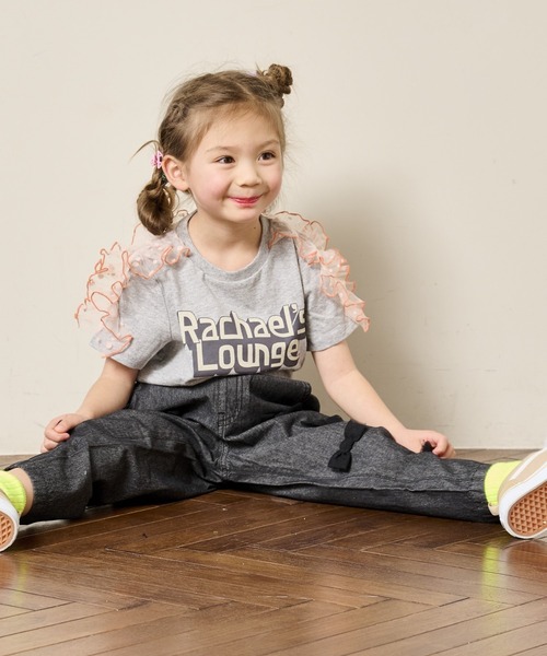 BIG FIELD(ビッグフィールド)の「チュールソデフリルTシャツ(90~150cm)(Tシャツ/カットソー・キッズ・チャコール/パープル/オフホワイト/杢グレー・130/120/110/100/90/150/140)」の17枚目の写真