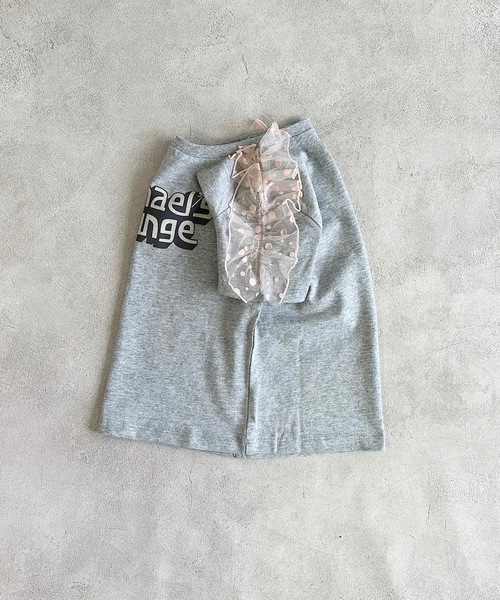 BIG FIELD(ビッグフィールド)の「チュールソデフリルTシャツ(90~150cm)(Tシャツ/カットソー・キッズ・チャコール/パープル/オフホワイト/杢グレー・130/120/110/100/90/150/140)」の10枚目の写真