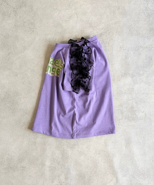 BIG FIELD(ビッグフィールド)の「チュールソデフリルTシャツ(90~150cm)(Tシャツ/カットソー・キッズ・チャコール/パープル/オフホワイト/杢グレー・130/120/110/100/90/150/140)」の12枚目の写真
