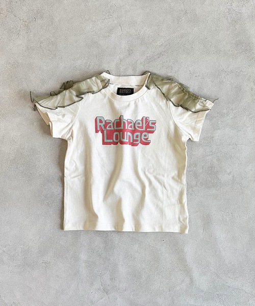 BIG FIELD(ビッグフィールド)の「チュールソデフリルTシャツ(90~150cm)(Tシャツ/カットソー・キッズ・チャコール/パープル/オフホワイト/杢グレー・130/120/110/100/90/150/140)」の5枚目の写真