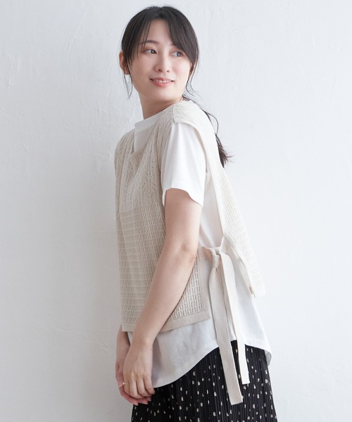 ikka（イッカ）の「透かし編みニットベストアンサンブル（アンサンブル・レディース・ベージュ/スカイブルー/ブラック・L/M/S）」の12枚目の写真