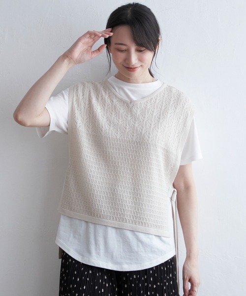 ikka（イッカ）の「透かし編みニットベストアンサンブル（アンサンブル・レディース・ベージュ/スカイブルー/ブラック・L/M/S）」の13枚目の写真