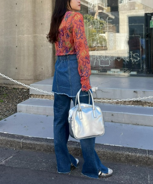 HELLO.SANFRANCISCO(ハローサンフランシスコ)の「≪新色追加≫【HELLO.SANFRANCISCO】ハンドペイントプリントシアーTEE(Tシャツ/カットソー・レディース・オレンジ/アイボリー/ブラック/ブルー/ホワイト/パープル・ONE SIZE)」の21枚目の写真