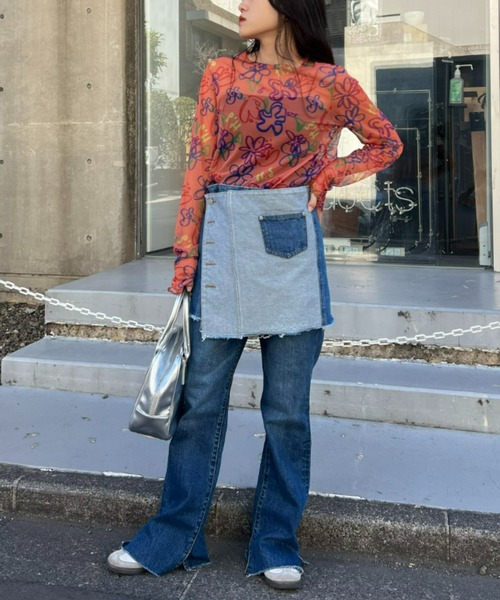 HELLO.SANFRANCISCO(ハローサンフランシスコ)の「≪新色追加≫【HELLO.SANFRANCISCO】ハンドペイントプリントシアーTEE(Tシャツ/カットソー・レディース・オレンジ/アイボリー/ブラック/ブルー/ホワイト/パープル・ONE SIZE)」の20枚目の写真