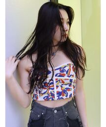 EVRIS | コルセットデザインジャガードビスチェ(チューブトップ)