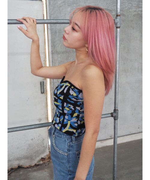 EVRIS（エヴリス）の「コルセットデザインジャガードビスチェ（チューブトップ・レディース・ホワイト/ブラック・FREE）」の9枚目の写真