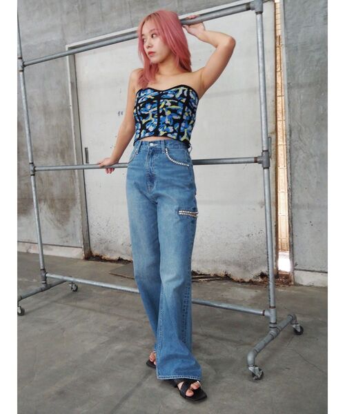 EVRIS（エヴリス）の「コルセットデザインジャガードビスチェ（チューブトップ・レディース・ホワイト/ブラック・FREE）」の11枚目の写真