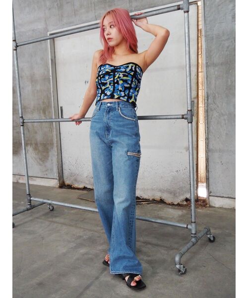 EVRIS（エヴリス）の「コルセットデザインジャガードビスチェ（チューブトップ・レディース・ホワイト/ブラック・FREE）」の12枚目の写真