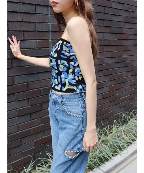 EVRIS（エヴリス）の「コルセットデザインジャガードビスチェ（チューブトップ・レディース・ホワイト/ブラック・FREE）」の16枚目の写真