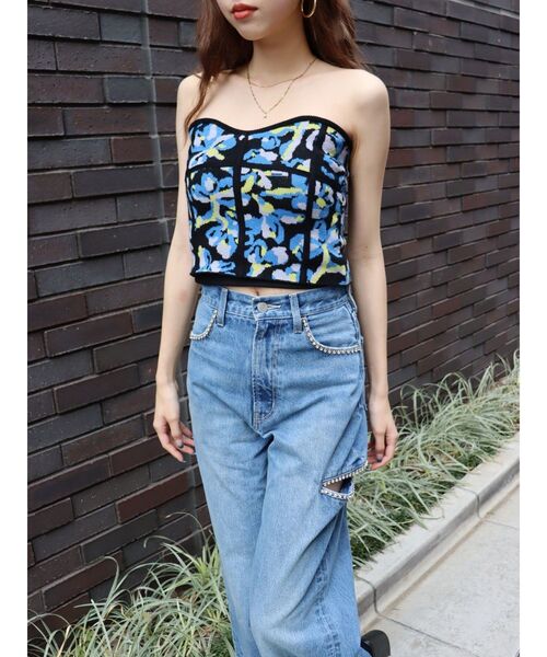 EVRIS（エヴリス）の「コルセットデザインジャガードビスチェ（チューブトップ・レディース・ホワイト/ブラック・FREE）」の17枚目の写真