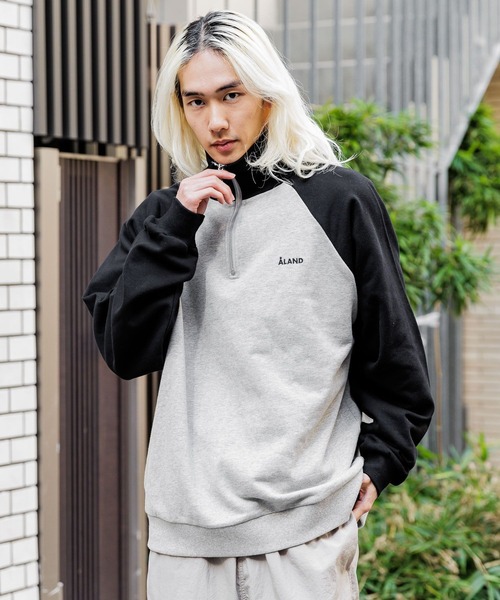ALAND(エーランド)の「【UNISEX】ALAND/ラグランハーフジッププルオーバー(ウラケ)2997319(スウェット・レディース・ブラック/ネイビー/グリーン・MEDIUM/LARGE)」の4枚目の写真