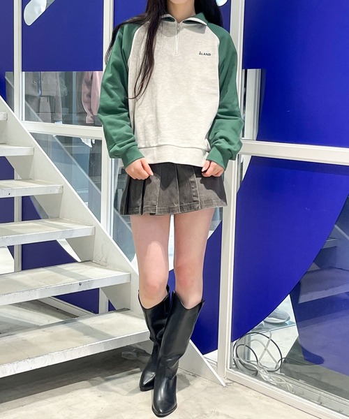 ALAND(エーランド)の「【UNISEX】ALAND/ラグランハーフジッププルオーバー(ウラケ)2997319(スウェット・レディース・ブラック/ネイビー/グリーン・MEDIUM/LARGE)」の9枚目の写真