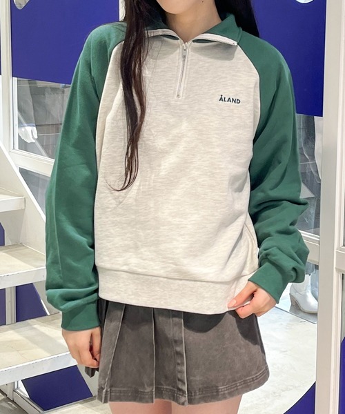 ALAND(エーランド)の「【UNISEX】ALAND/ラグランハーフジッププルオーバー(ウラケ)2997319(スウェット・レディース・ブラック/ネイビー/グリーン・MEDIUM/LARGE)」の10枚目の写真