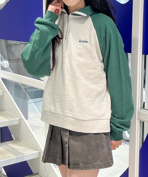 ALAND(エーランド)の「【UNISEX】ALAND/ラグランハーフジッププルオーバー(ウラケ)2997319(スウェット・レディース・ブラック/ネイビー/グリーン・MEDIUM/LARGE)」の11枚目の写真