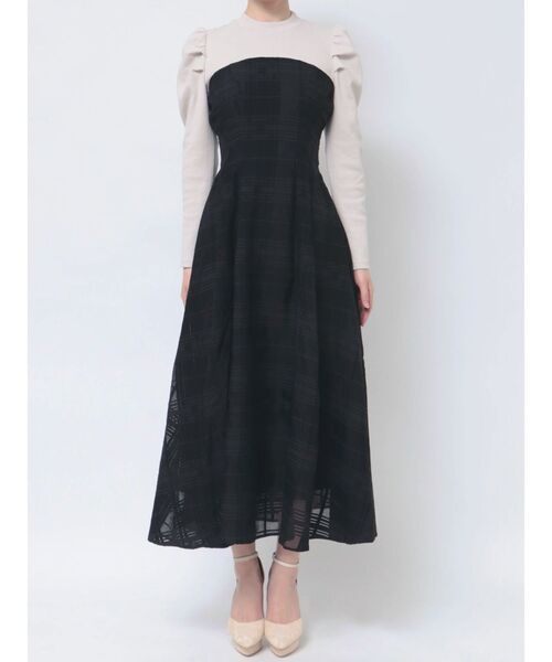 RESEXXY(リゼクシー)の「チェックレイヤードフレアワンピース(ワンピース・レディース・ブラック/ホワイト/ネイビー・FREE)」の22枚目の写真