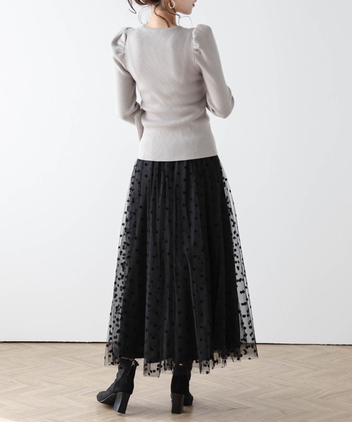 AMELY(エミリー)の「ドットチュールスカート(スカート・レディース・グレー/ブラック系その他/ブラック・フリー)」の6枚目の写真
