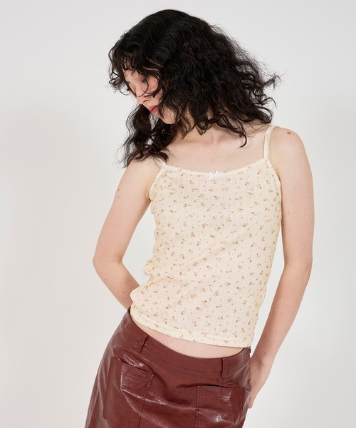 TINA:JOJUN(ティーナジョジュン)の「小花柄 レース付きキャミソール TINA:JOJUN(キャミソール・レディース・ホワイト/クリーム/ライラック/ミント・M)」の18枚目の写真