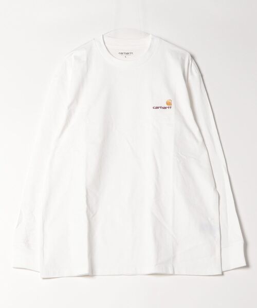 Carhartt WIP(カーハートダブリューアイピー)の「L/S AMERICAN SCRIPT T-SHIRT(Tシャツ/カットソー・メンズ・ホワイト/ブラック・SMALL/MEDIUM/LARGE/X-LARGE)」の1枚目の写真