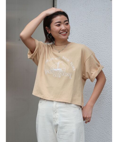 Russell Athletic（ラッセルアスレティック）の「RUSSELL別注 ロゴTee（Tシャツ/カットソー・レディース・オフホワイト/ブルー/ベージュ・FREE）」の7枚目の写真