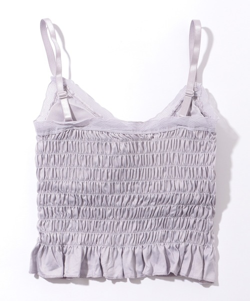 Lace Ladies(レースレディース)の「フリル シャーリング Vネック カップ付き キャミソール(キャミソール・レディース・グレー/ブラック/ブラウン/ホワイト・FREE)」の13枚目の写真