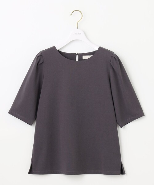tシャツ 「洗える・接触冷感」プレーティングジャージー フレア カットソー レディース 洗える・接触冷感】プレーティングジャージー バンドカラー
