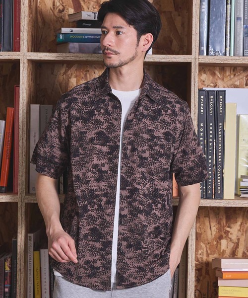 UNION STATION（ユニオンステーション）の「オリエンタル柄プリントレギュラーカラー半袖シャツ（シャツ/ブラウス・メンズ・チャコールグレー/オフホワイト・LL/L/M）」の5枚目の写真