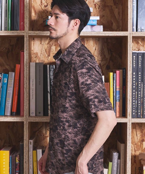 UNION STATION（ユニオンステーション）の「オリエンタル柄プリントレギュラーカラー半袖シャツ（シャツ/ブラウス・メンズ・チャコールグレー/オフホワイト・LL/L/M）」の6枚目の写真