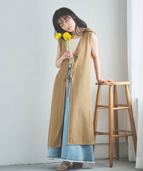 mil(ミル)の「【150㎝前後の小柄さんサイズ】クロシェレース編みジレワンピース【前後2WAY】(ワンピース・レディース・キャメル/ブラック/アイボリー・XS/S)」の10枚目の写真
