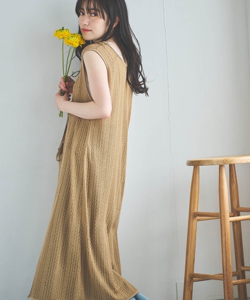 mil(ミル)の「【150㎝前後の小柄さんサイズ】クロシェレース編みジレワンピース【前後2WAY】(ワンピース・レディース・キャメル/ブラック/アイボリー・XS/S)」の12枚目の写真