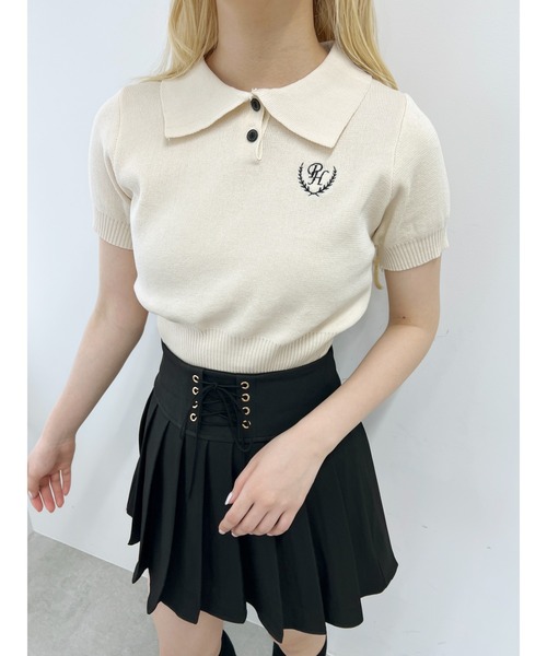 PHILLY(フィリー)の「シシュウエリツキニットポロ(ニット/セーター・レディース・グレー/ブラック/アイボリー・FREE)」の4枚目の写真