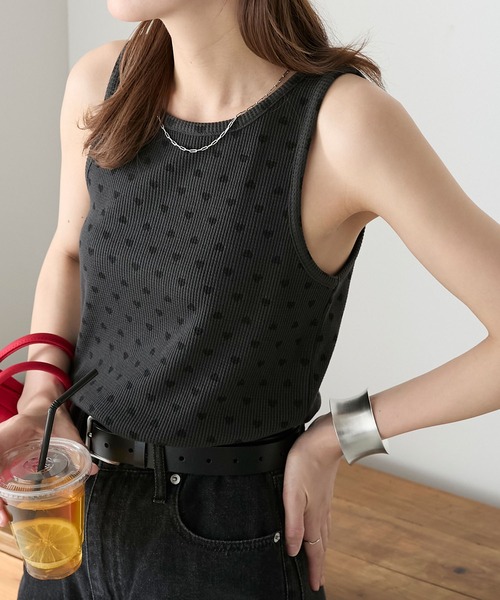 フラワー/ハート アソート柄ワッフルタンクトップ（タンクトップ