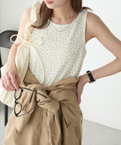 フラワー/ハート アソート柄ワッフルタンクトップ（タンクトップ