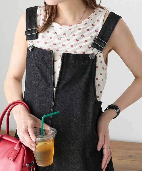 フィロソフィー　ハート　スパンコール　タンクトップ フラワー/ハート アソート柄ワッフルタンクトップ（タンクトップ