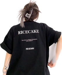 バックメッセージプリントオーバーサイズTシャツ