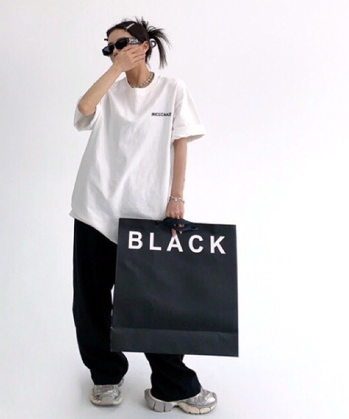 セール】バックメッセージプリントオーバーサイズTシャツ（T